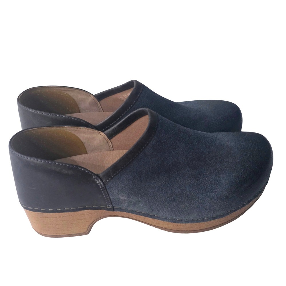 Dansko Women's Brenna Slip-On Clog Soft Black Burnished Suede Sz 36 Navy Blue - Picture 3 of 12